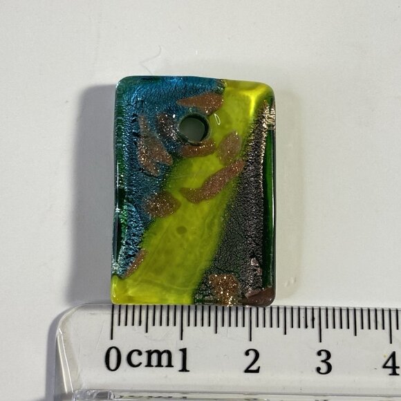 Hand Blown Art Glass Rectangle Pendant Jewelry Charm For Necklace Choker - Picture 4 of 5